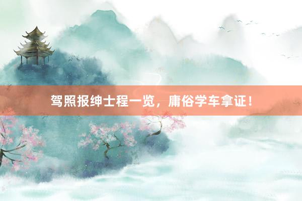 驾照报绅士程一览，庸俗学车拿证！